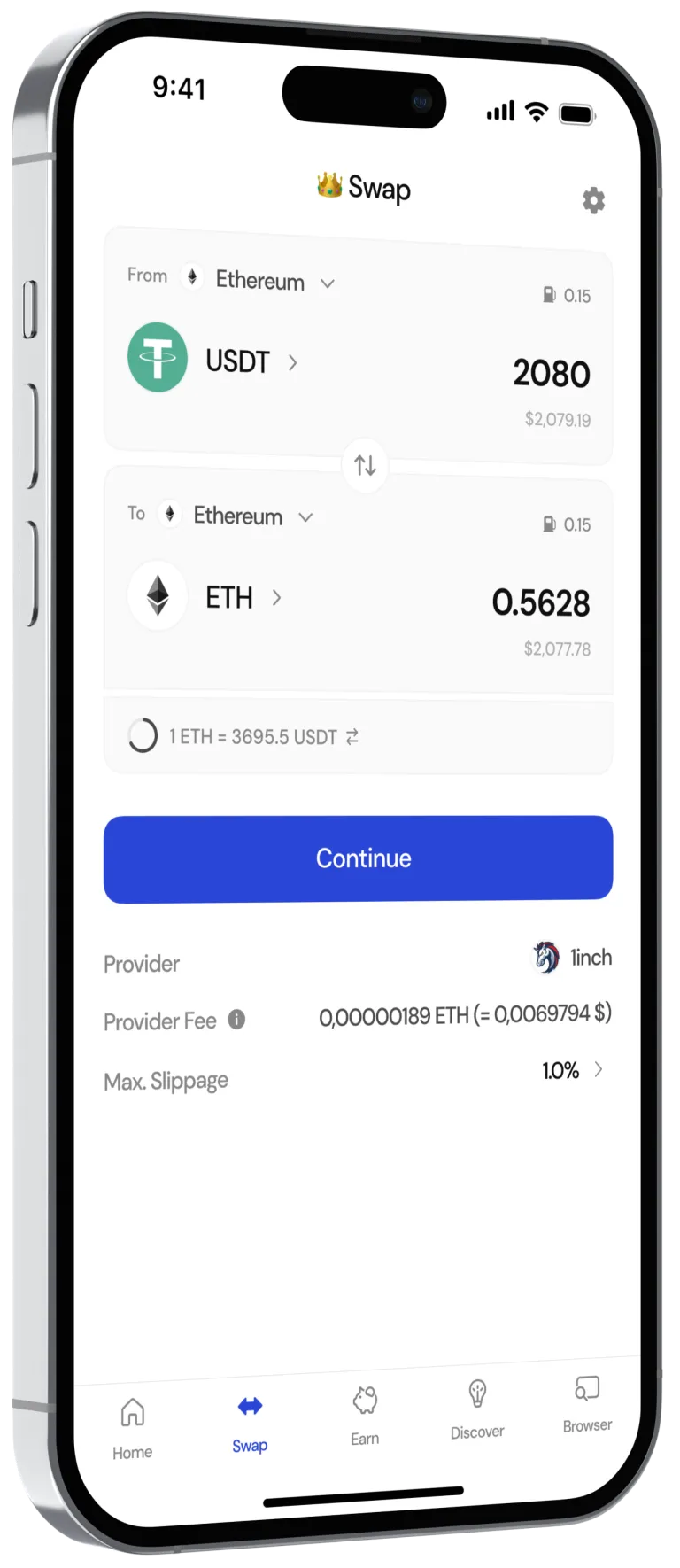 Bridgedap App - Swap Screen